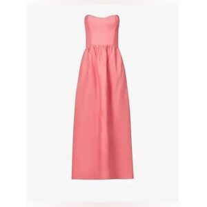 Reformation Fettuccine 100% Linen Dress Snapdragon Pink 2 Strapless Midi Length
